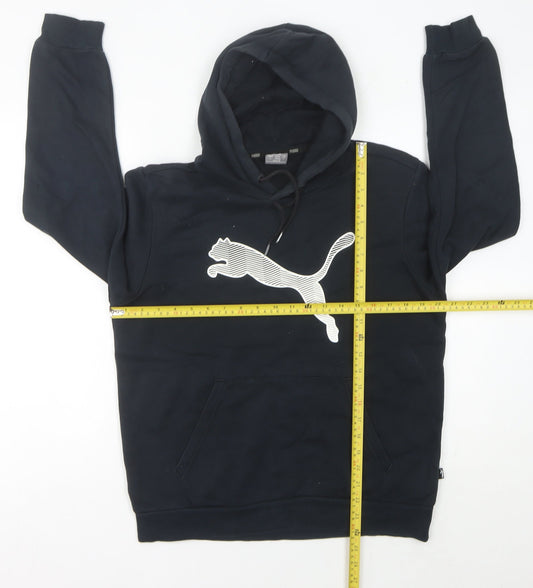 Puma Womens Black Hoodie Size 14 Logo Pullover Sweatshirt