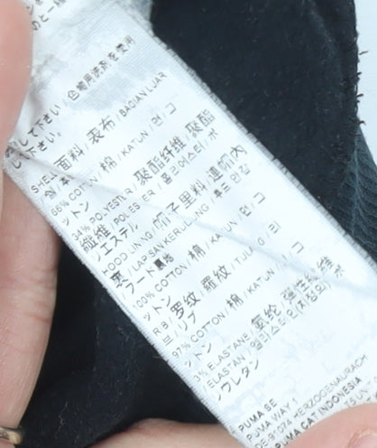 Puma Womens Black Hoodie Size 14 Logo Pullover Sweatshirt