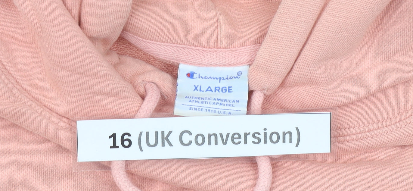 Champion Womens Pink Pullover Hoodie Size 16 Logo Sportswear