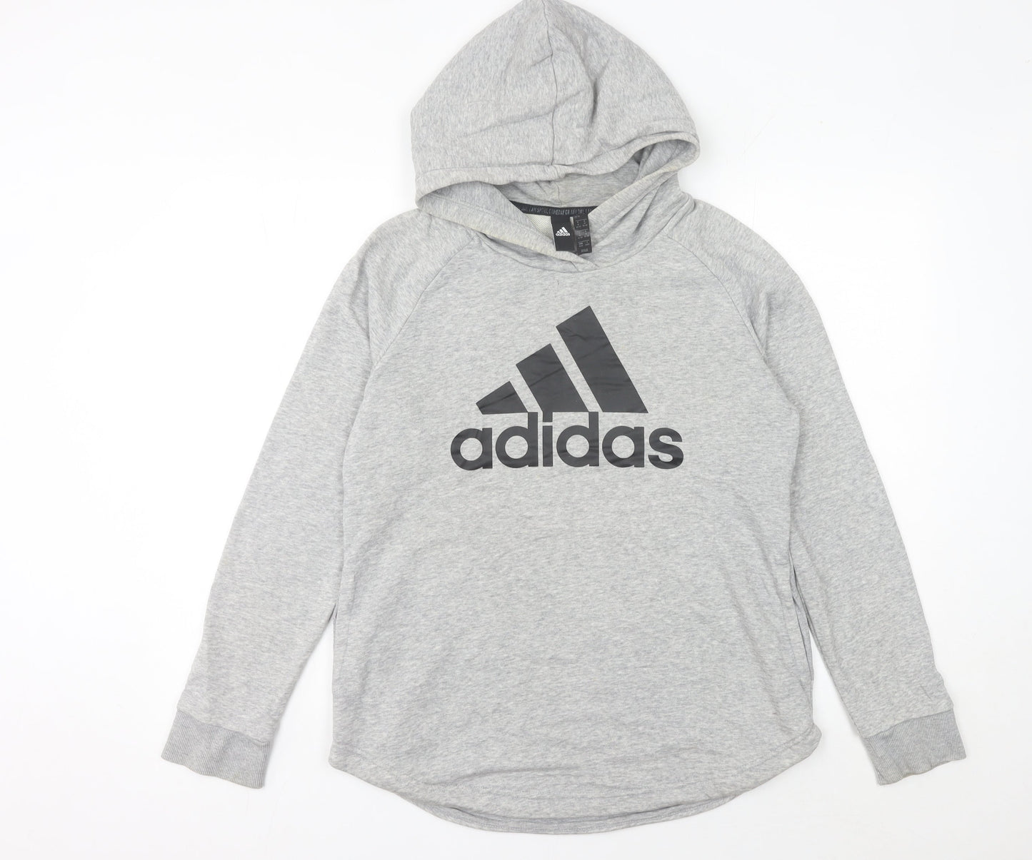Adidas Womens Grey Pullover Hoodie Size M 12-14 Logo Activewear