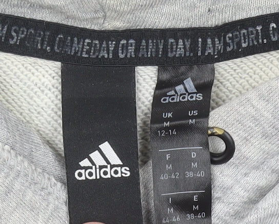 Adidas Womens Grey Pullover Hoodie Size M 12-14 Logo Activewear