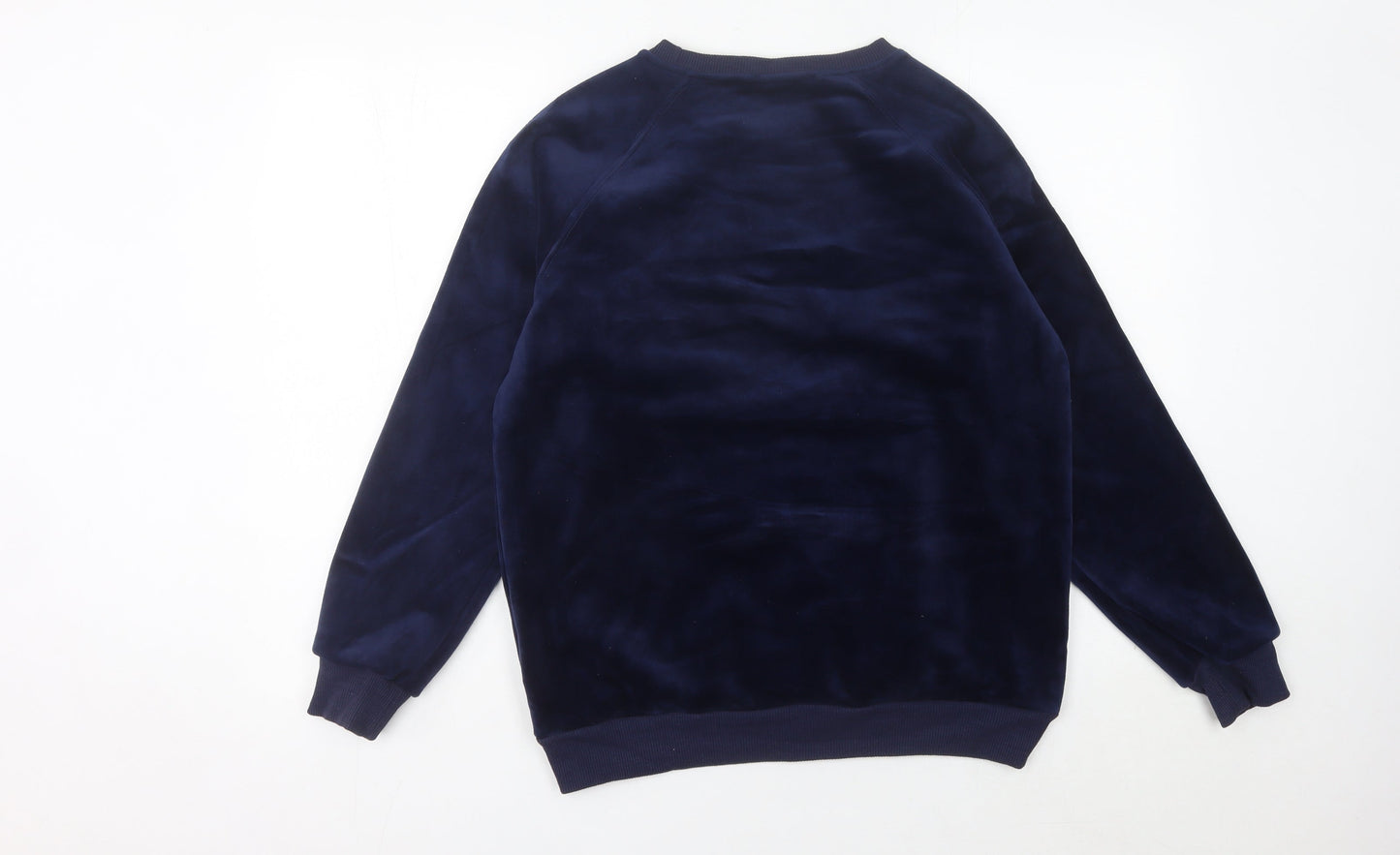Champion Womens Navy Blue Velour Sweatshirt UK 14 Pullover Logo