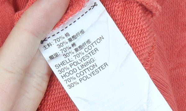 Adidas Womens Orange Pullover Hoodie Size 12 Logo Sportswear