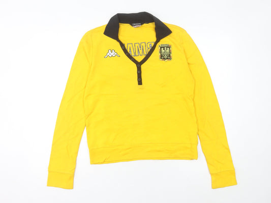 Kappa Womens Yellow Polo Shirt Size 12 Long Sleeve Germany Logo