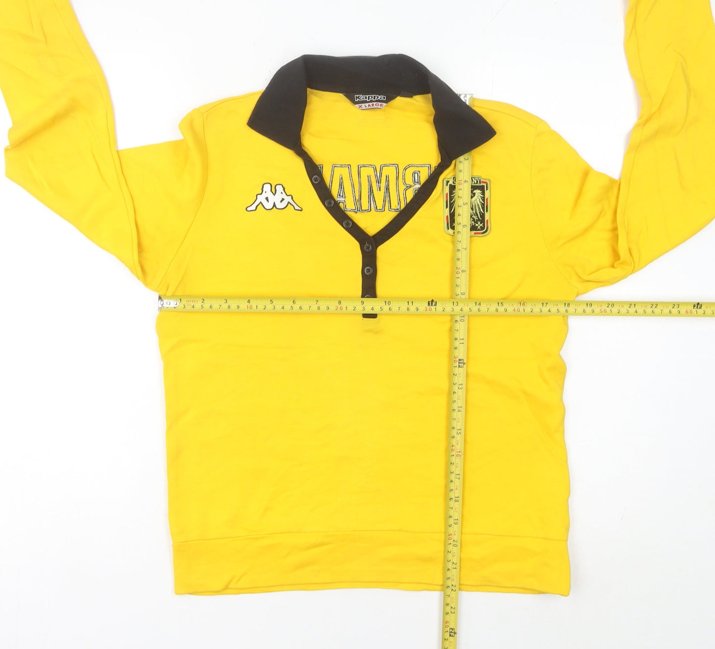 Kappa Womens Yellow Polo Shirt Size 12 Long Sleeve Germany Logo