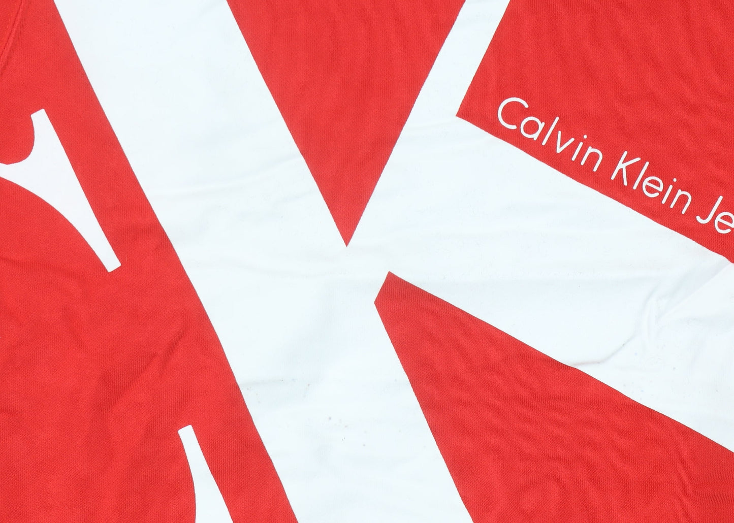 Calvin Klein Women’s Red Sweatshirt Small Logo Crew Neck Cotton Blend