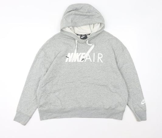 Womens UK 10 Relaxed Nike Grey Pullover Hoodie