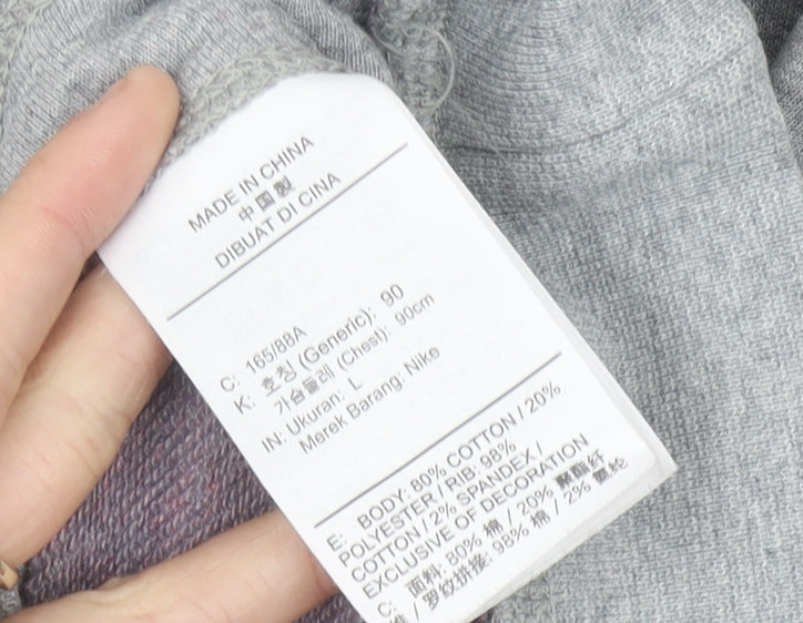 Nike Womens Grey Logo Pullover Sweatshirt Size 10 Regular Fit