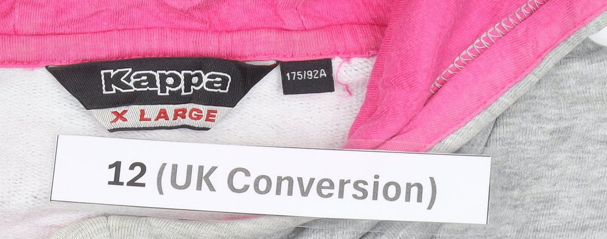 Kappa Womens Grey Pink Pullover Hoodie Size 12 UK Cotton Blend