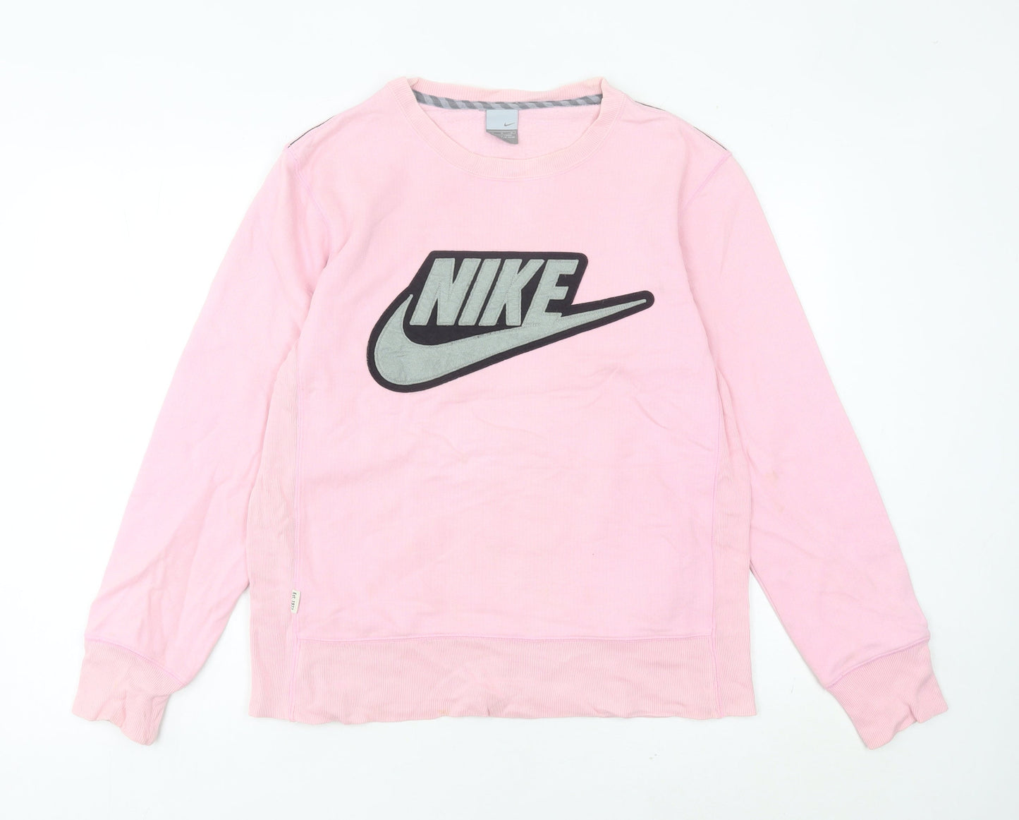 Nike Womens Pink Sweatshirt Size 10 Crew Neck Logo Pullover