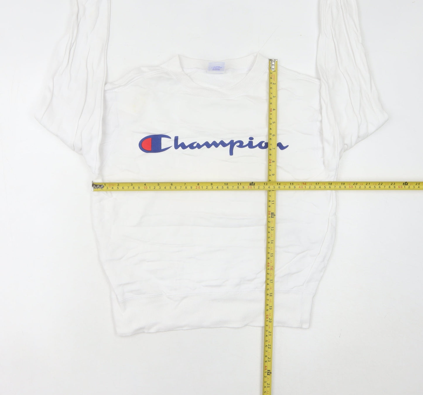 Champion Womens White XS Pullover Sweatshirt Logo Crew Neck