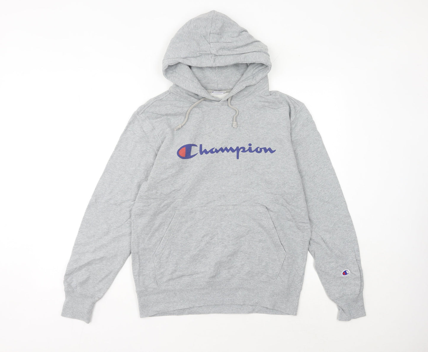 Champion Unisex Grey Pullover Hoodie Large Logo Athletic Sweatshirt