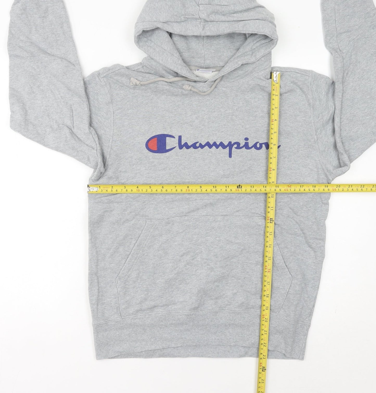 Champion Unisex Grey Pullover Hoodie Large Logo Athletic Sweatshirt