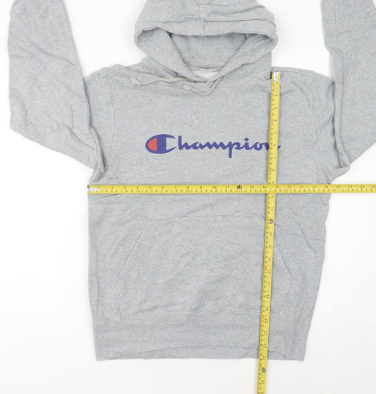 Champion Unisex Grey Pullover Hoodie Large Logo Athletic Sweatshirt