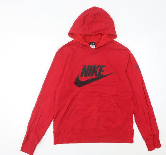Womens UK 10 Regular Nike Red Pullover Hoodie