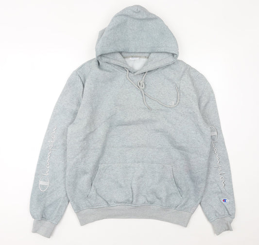 Champion Grey Pullover Hoodie Unisex Adults Size L Logo Sportswear