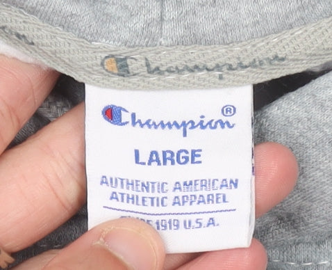 Champion Grey Pullover Hoodie Unisex Adults Size L Logo Sportswear
