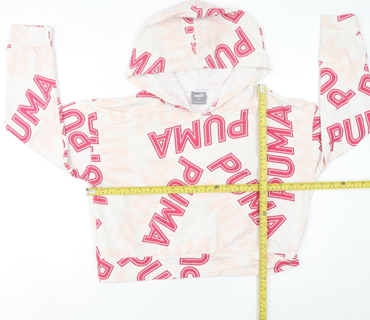 Puma Womens Ivory Logo Print Hoodie UK 10 Hooded Sweatshirt