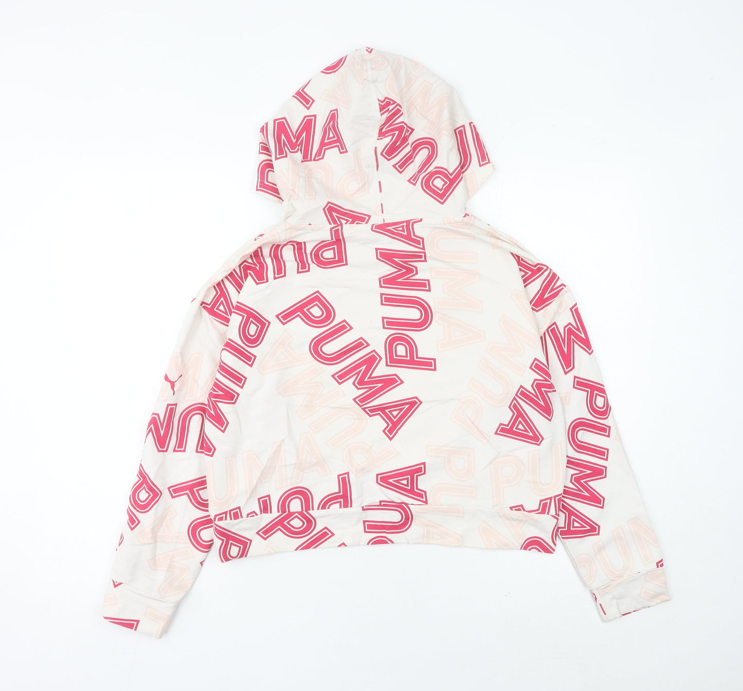 Puma Womens Ivory Logo Print Hoodie UK 10 Hooded Sweatshirt
