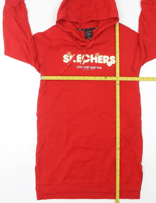 Skechers Women’s Red Logo Jumper Dress Size 8 Hoodie Casual