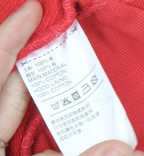 Adidas Womens Red Pullover Hoodie Size 14 Cotton Logo Sportswear