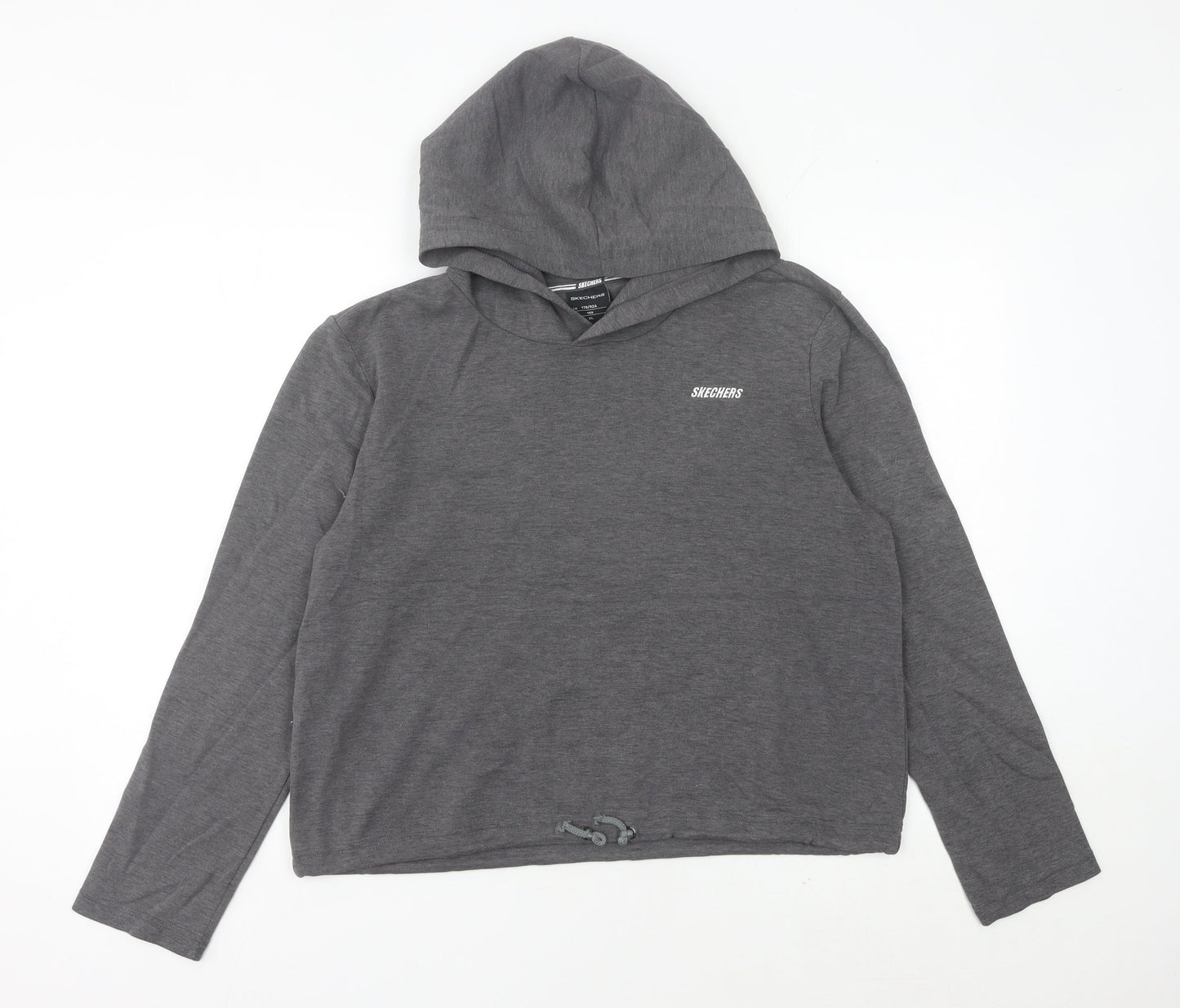 Skechers Womens Grey Hoodie Size 12 UK Pullover Long Sleeve