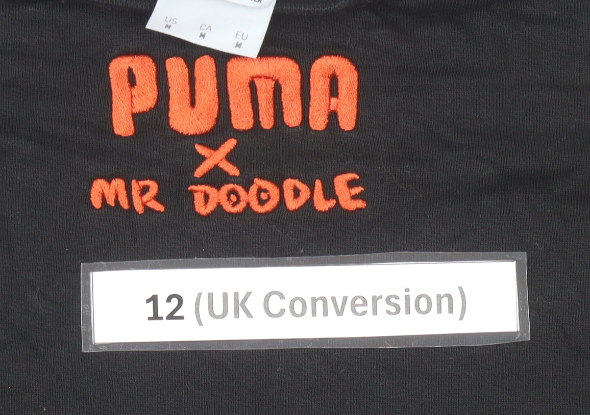 PUMA x Mr Doodle Women's Black Sweatshirt UK 12 Graphic Print Pullover