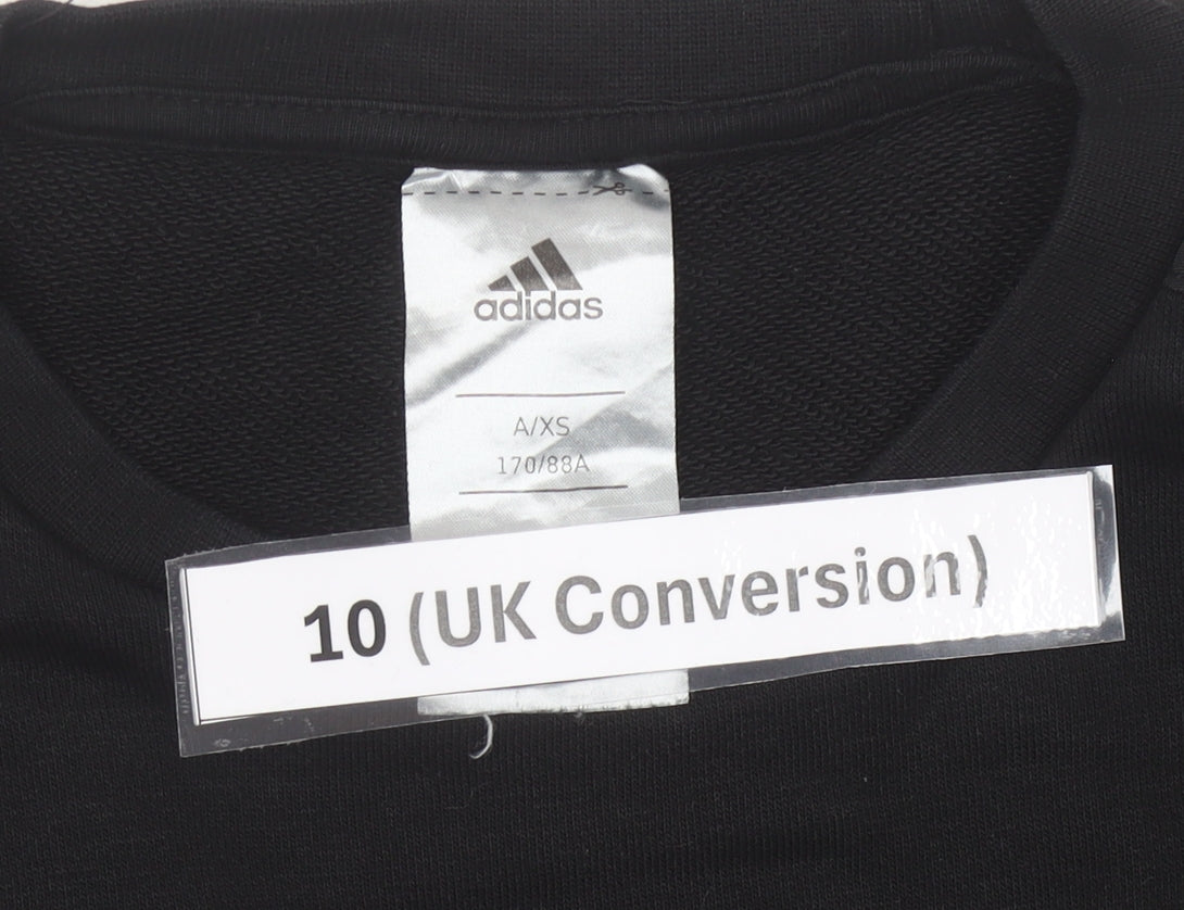 Adidas Womens Black Sweatshirt UK 10 Regular Fit Crew Neck