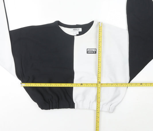 Adidas Women’s Black White Sweatshirt UK 8 Crew Neck Long Sleeve
