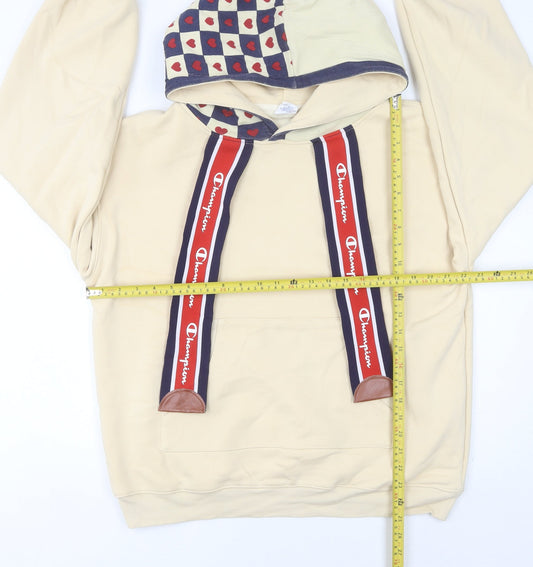 Champion Women’s Beige Pullover Hoodie Large Heart Print Hood