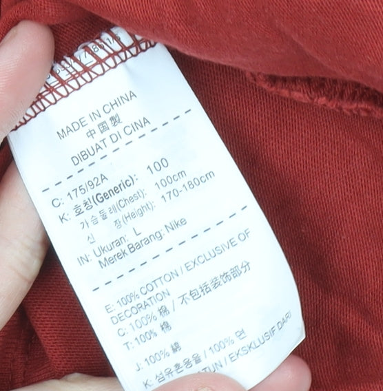 Nike Womens Red Black Raglan Sleeve T-Shirt Size 10 UK Cotton