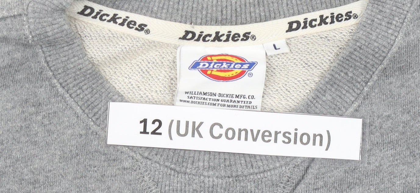 Dickies Women’s Grey Logo Sweatshirt Size 12 Long Sleeve Pullover