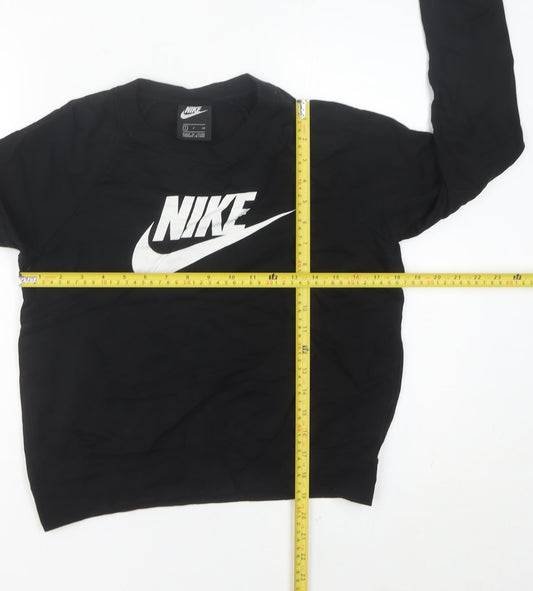 Nike Womens Black Logo Sweatshirt Size UK 6 Cotton Blend
