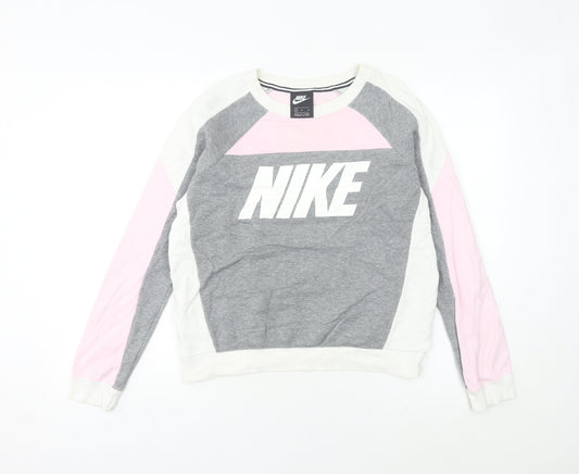 Womens UK 8 Regular Nike Multicoloured Pullover Sweatshirt