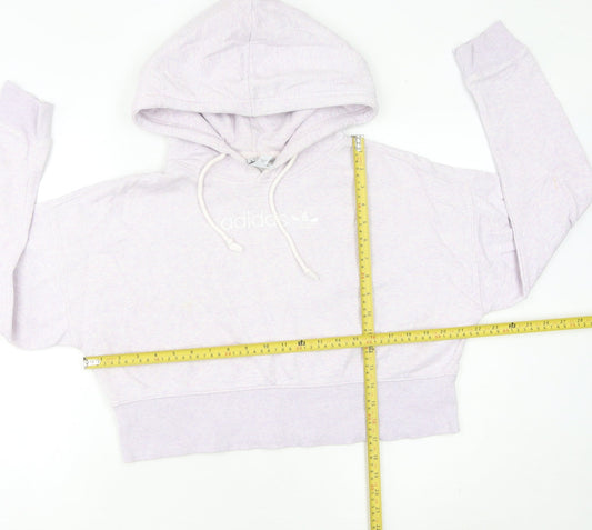 Adidas Womens Lilac Cropped Hoodie Sweatshirt UK 8 Cotton Blend