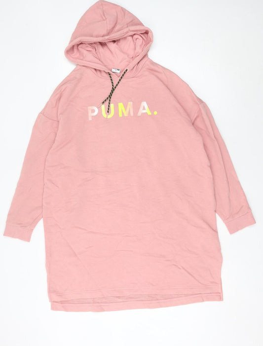 Puma Womens Pink Hoodie T-Shirt Dress Size 10 Casual Sportswear