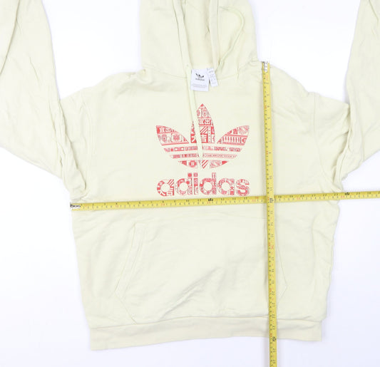 Adidas Womens Beige Hoodie UK 20 Pullover Cotton Logo Print