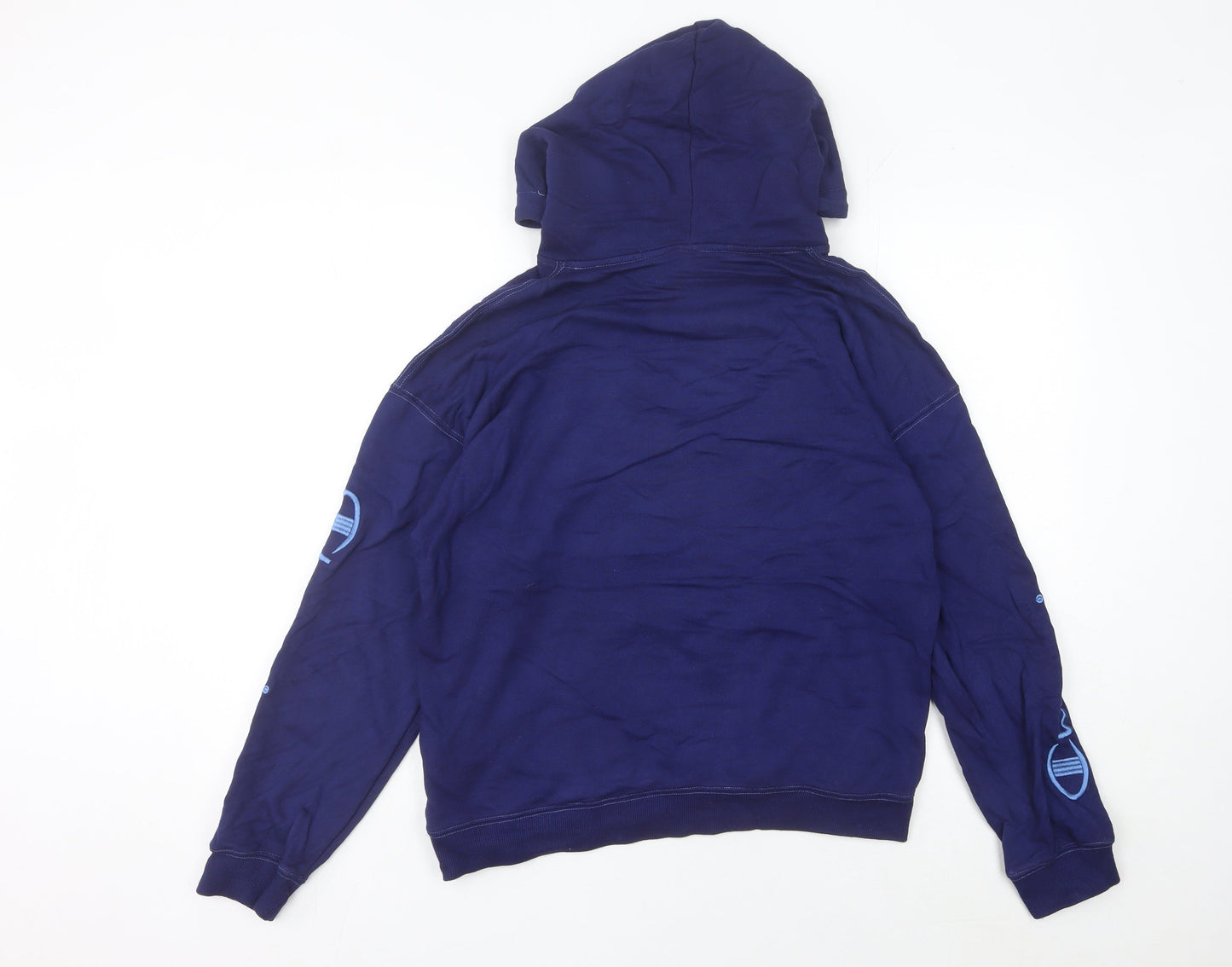 Champion Unisex Blue Pullover Hoodie Medium Cotton Logo