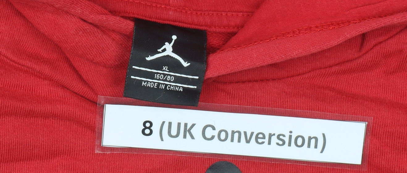 Jordan Unisex Adults Red Hoodie Size 8 UK Cotton Pullover Jumpman Logo