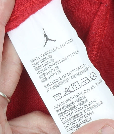 Jordan Unisex Adults Red Hoodie Size 8 UK Cotton Pullover Jumpman Logo