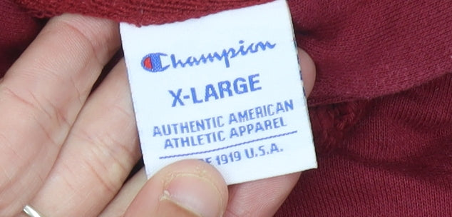 Champion Unisex Adults Red Pullover Hoodie XL Regular Fit Sportswear