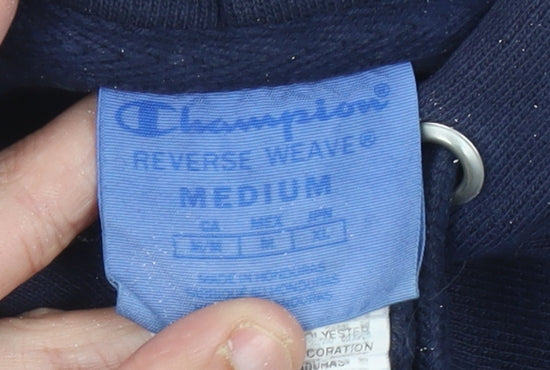 Champion Unisex Blue Pullover Hoodie Medium Logo Sportswear