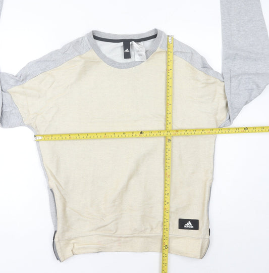 Adidas Womens Grey Beige Sweatshirt Size 14 Pullover Raglan
