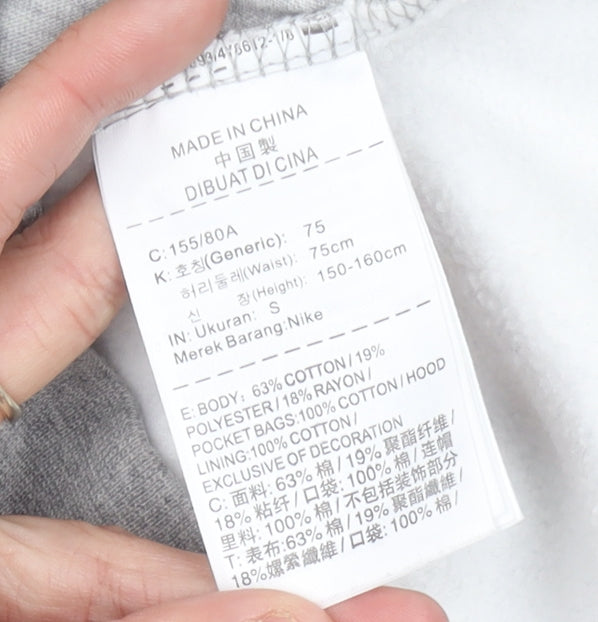 Nike Womens Grey Size 6 Pullover Hoodie Sweatshirt Logo Sportswear