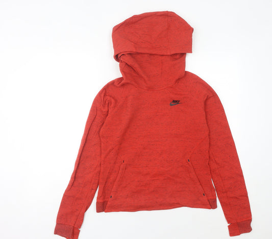Womens UK 8 Athletic Nike Red Pullover Hoodie