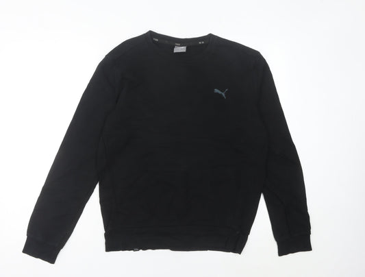 Puma Women Black Sweatshirt Size 6 UK Crew Neck Logo Pullover