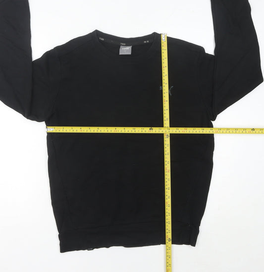 Puma Women Black Sweatshirt Size 6 UK Crew Neck Logo Pullover