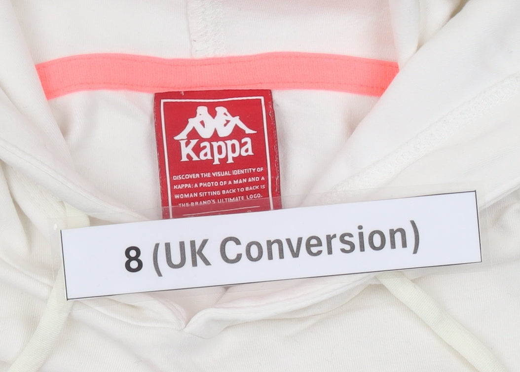 Kappa Womens White Hoodie Size 8 UK Cotton Blend Pullover