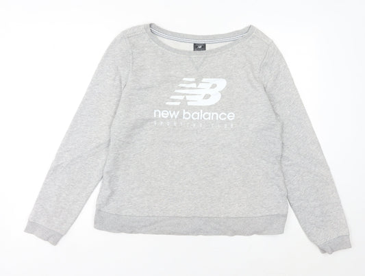 New Balance Women Grey Logo Sweatshirt Size 14 Raglan Sleeve
