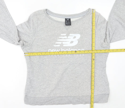 New Balance Women Grey Logo Sweatshirt Size 14 Raglan Sleeve
